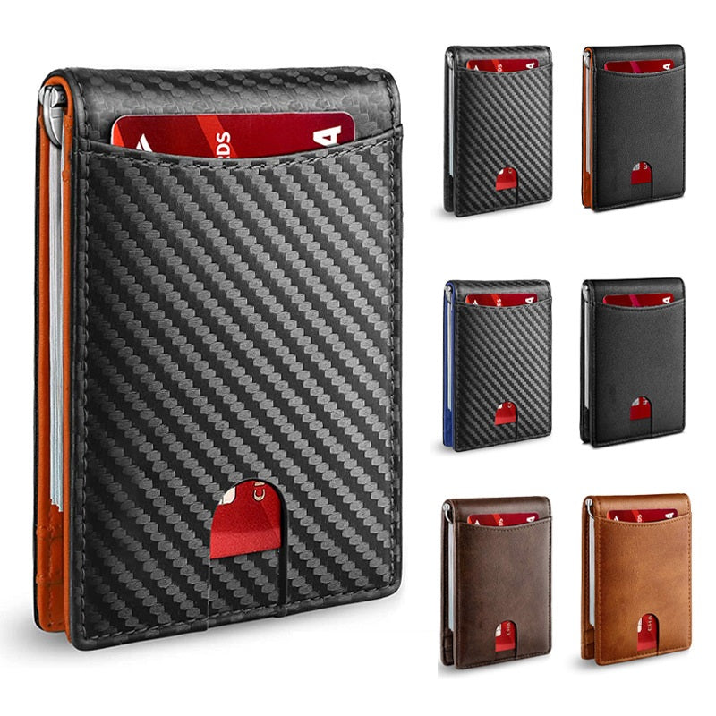 Slim Wallets for Men, Minimalist Credit Card Holder, Leather Money Clip Mens Wallet, Blocking Front Pocket Wallet