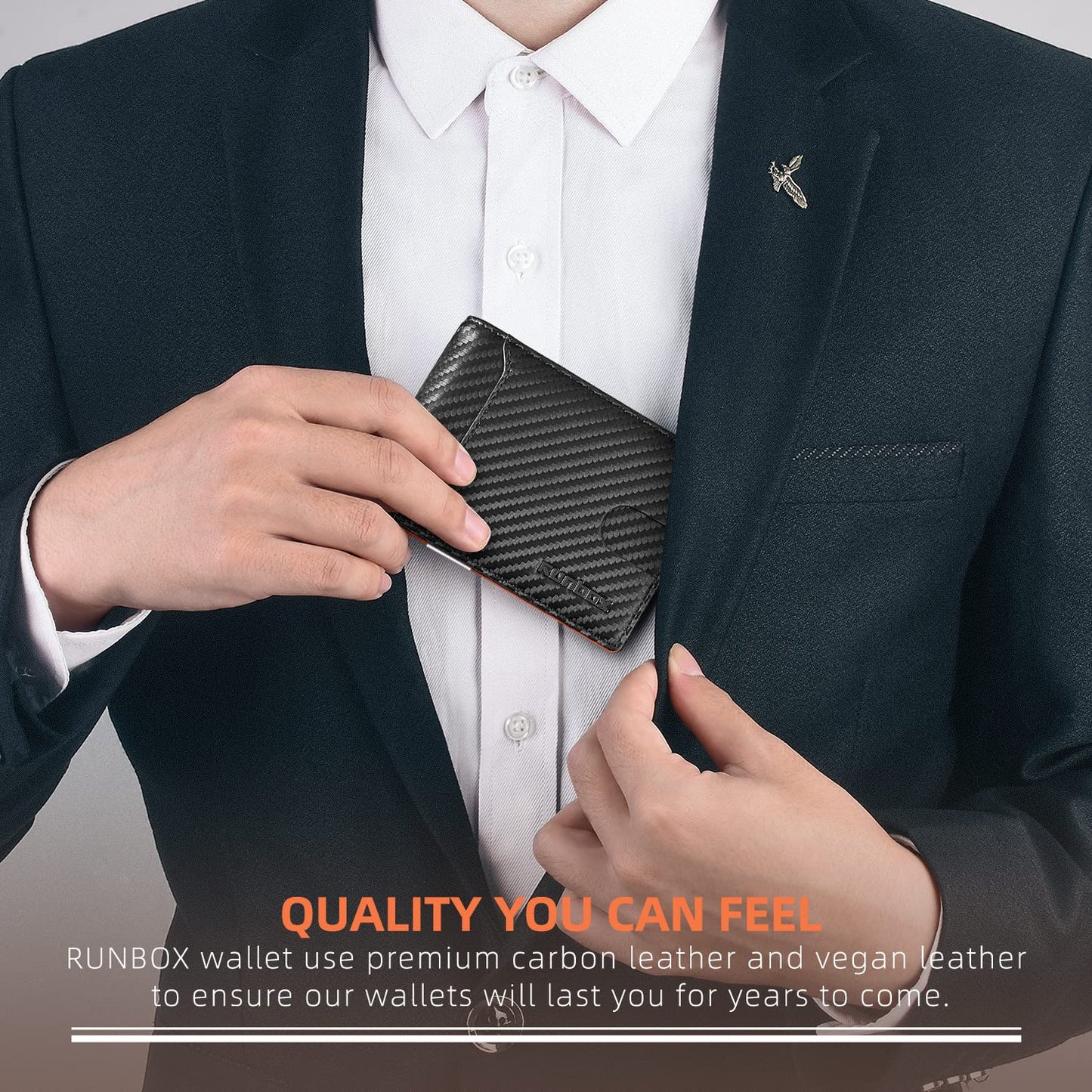 Slim Wallets for Men, Minimalist Credit Card Holder, Leather Money Clip Mens Wallet, Blocking Front Pocket Wallet