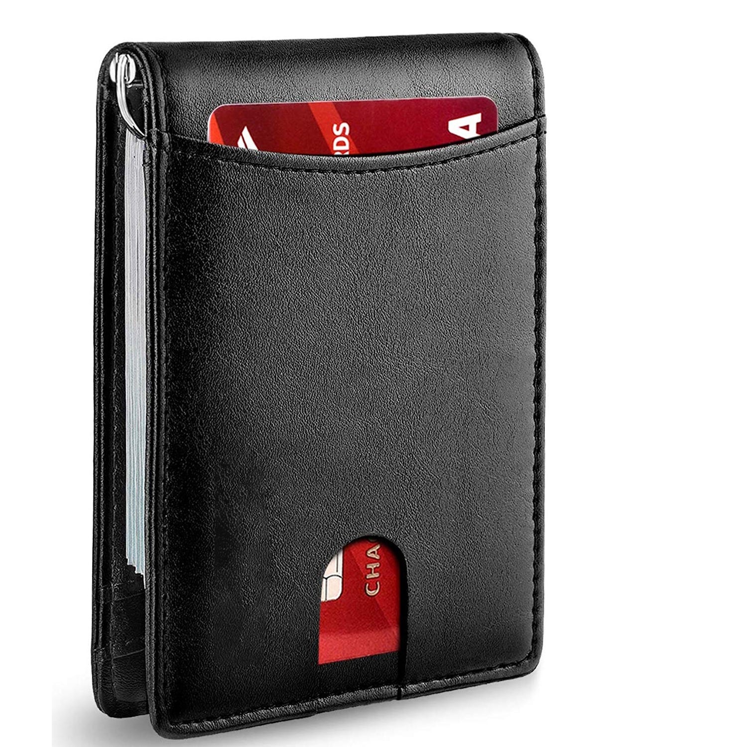 Slim Wallets for Men, Minimalist Credit Card Holder, Leather Money Clip Mens Wallet, Blocking Front Pocket Wallet