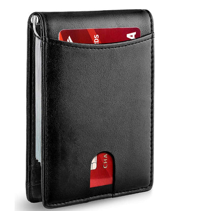 Slim Wallets for Men, Minimalist Credit Card Holder, Leather Money Clip Mens Wallet, Blocking Front Pocket Wallet