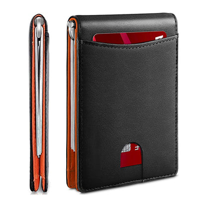 Slim Wallets for Men, Minimalist Credit Card Holder, Leather Money Clip Mens Wallet, Blocking Front Pocket Wallet