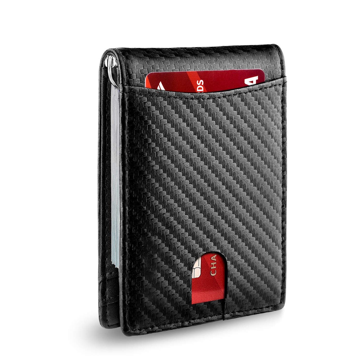 Slim Wallets for Men, Minimalist Credit Card Holder, Leather Money Clip Mens Wallet, Blocking Front Pocket Wallet