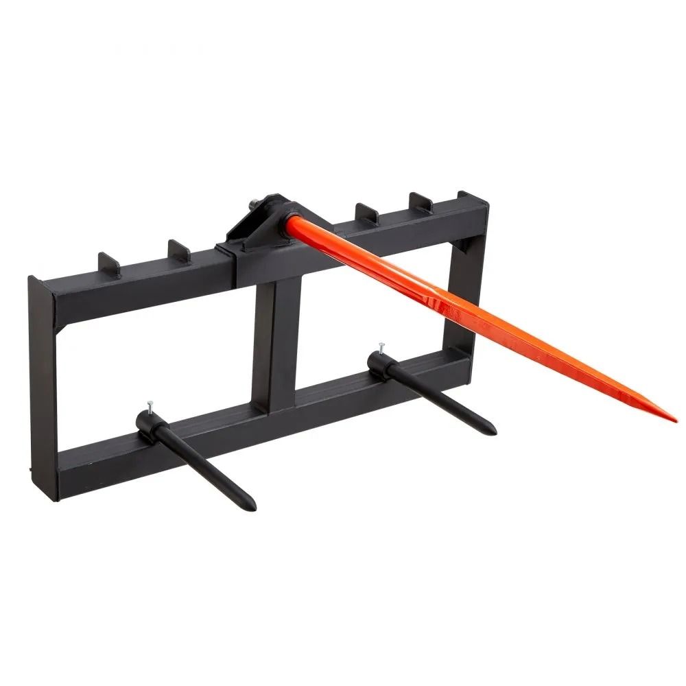 Bale Spears High Loading Capacity, Hay Spear, Skid Steer Loader Tractor Attachment, Quick Attach Spike Forks