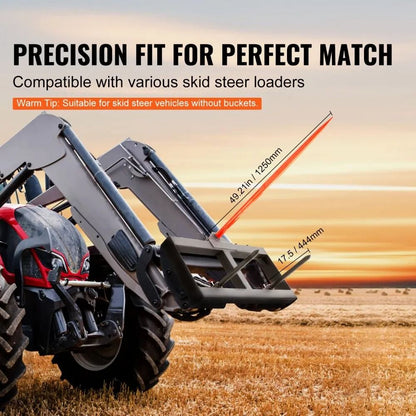 Bale Spears High Loading Capacity Hay Spear Skid Steer Loader Tractor Attachment Quick Attach Spike 3