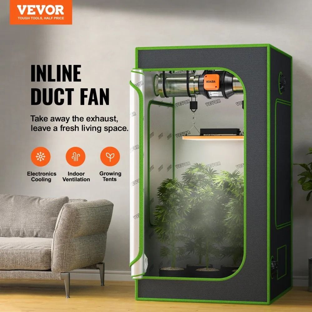 Inline Duct Fan CFM Exhaust Fan Quiet AC Motor Variable Speed Controller Ventilation Hydroponics Gr 1
