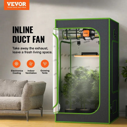Inline Duct Fan CFM Exhaust Fan Quiet AC Motor Variable Speed Controller Ventilation Hydroponics Gr 1