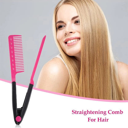 V Comb Straightener, 1 Piece Hairdressing Brush, Hair Styling Tool, Folding Salon Hair Straightener