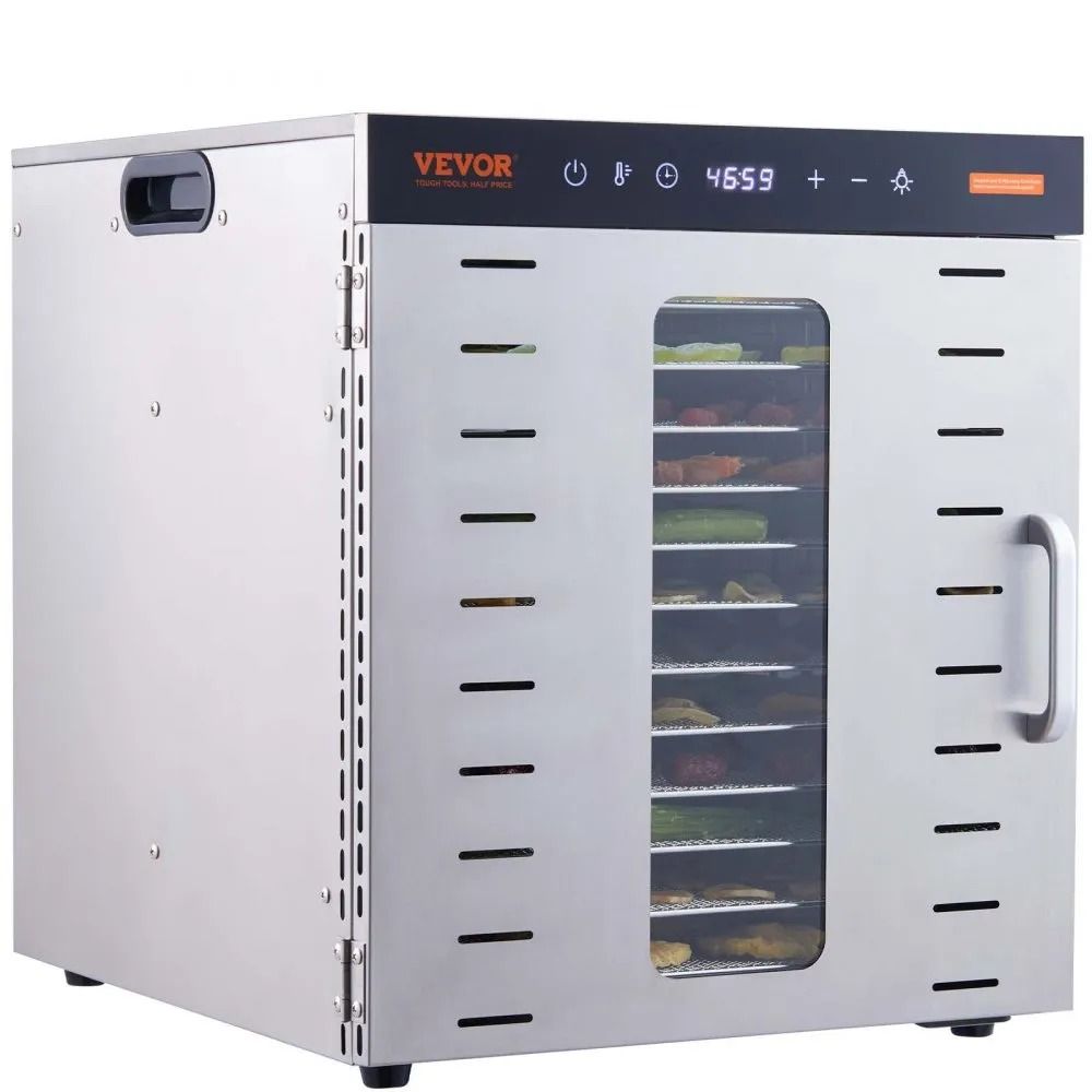 Stainless Steel Trays Food Dehydrator Machine, Electric Food Dryer, Digital Adjustable Timer and Temperature,