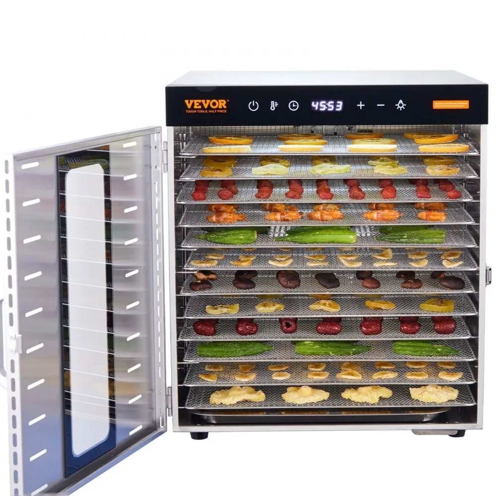 Stainless Steel Trays Food Dehydrator Machine Electric Food Dryer Digital Adjustable Timer And Temp
