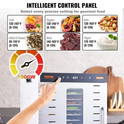 Stainless Steel Trays Food Dehydrator Machine Electric Food Dryer Digital Adjustable Timer And Temp