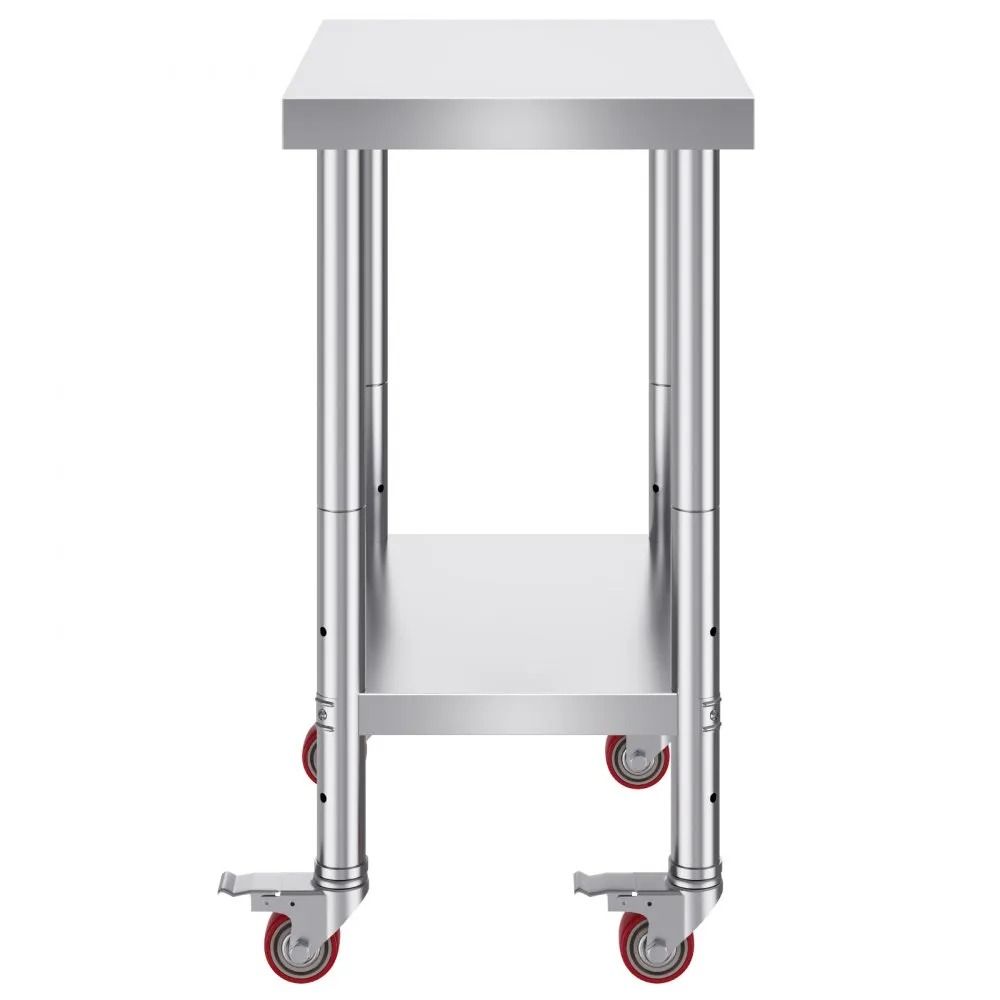 Heavy Duty Stainless Steel Work Table Food Prep Worktable Adjustable Height Levels High LBS Capacit