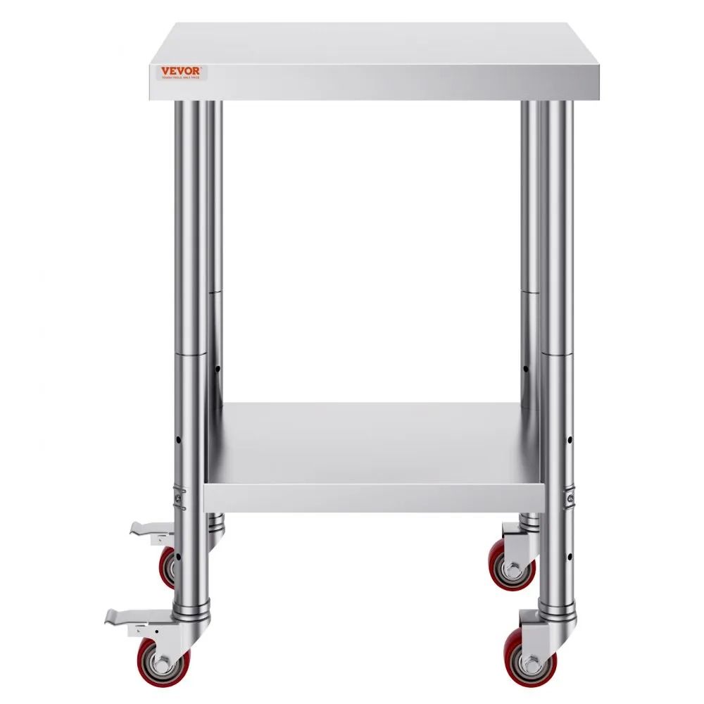 Heavy Duty Stainless Steel Work Table Food Prep Worktable Adjustable Height Levels High LBS Capacit