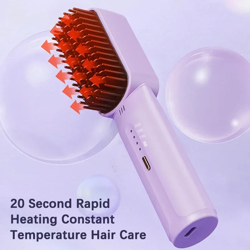 Wireless Hair Straightener Negative Ion Hair Comb Heating Curling Brush Rechargeable Electric Hair  3