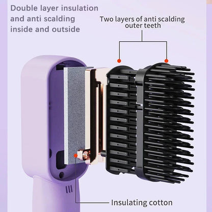 Wireless Hair Straightener Negative Ion Hair Comb Heating Curling Brush Rechargeable Electric Hair  4