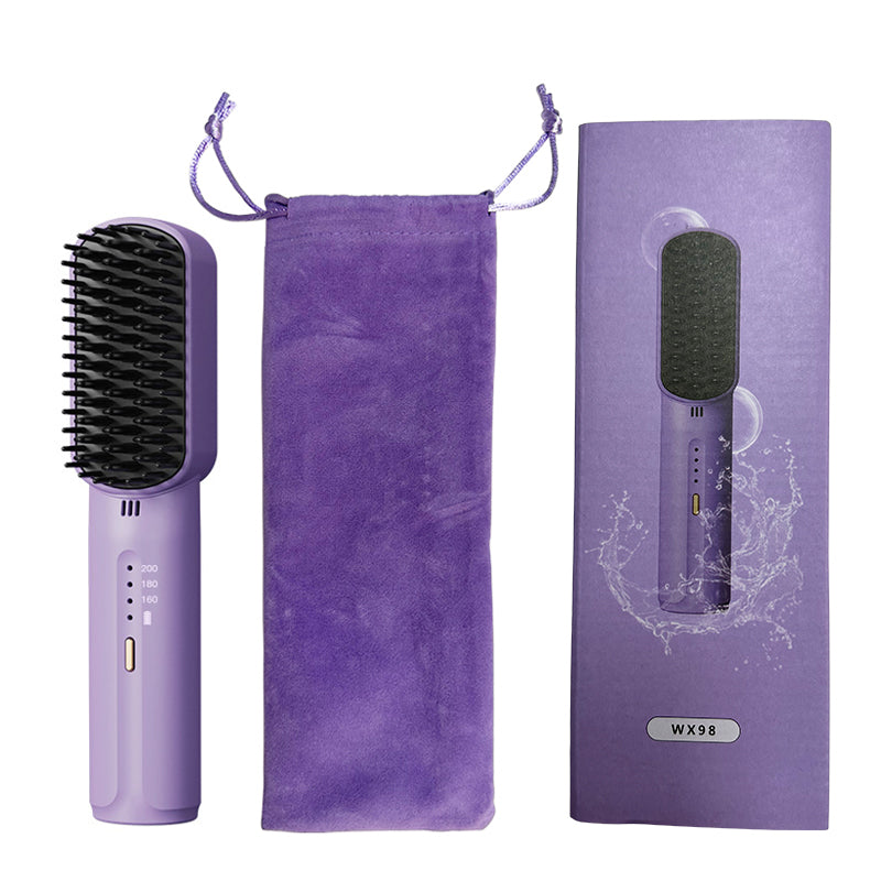 Wireless Hair Straightener Negative Ion Hair Comb Heating Curling Brush Rechargeable Electric Hair  6