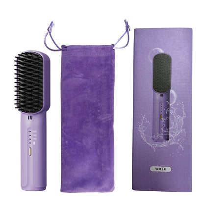 Wireless Hair Straightener Negative Ion Hair Comb Heating Curling Brush Rechargeable Electric Hair  6