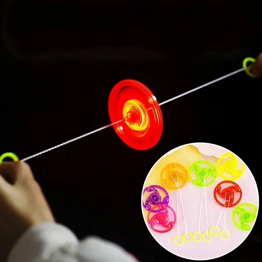 Hand Pulled LED Flywheel Toys for Kids 6 Pack