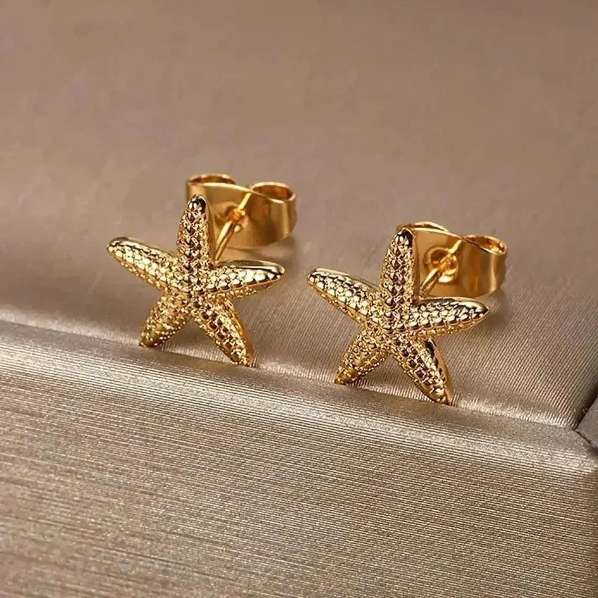 Vintage Summer Starfish Stainless Steel Stud Earrings for Women