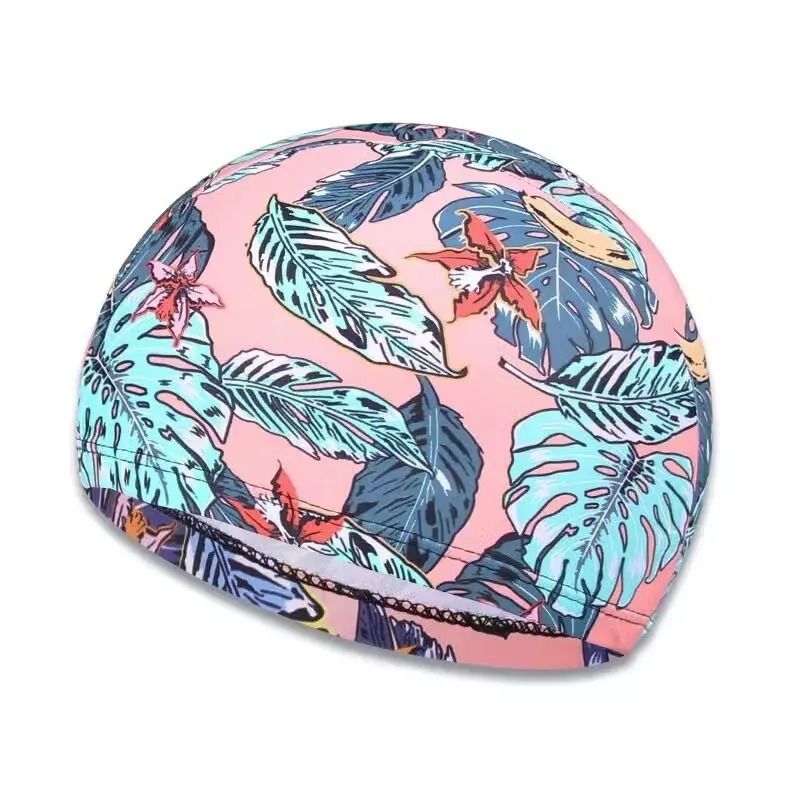 Waterproof Leaf Print Swimming Cap With Ear Protection And Non Slip Design For Adults 5