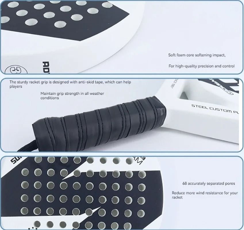 Blue And White Beach Style Carbon Padel Racket 2