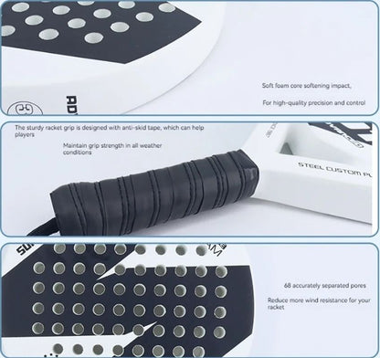 Blue And White Beach Style Carbon Padel Racket 2