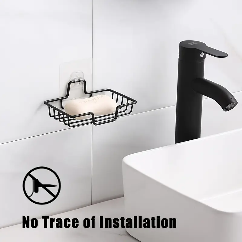 WallMounted Stainless Steel Soap Dish Holds 2 Soap Bars Drain Holes Bathroom Decor No Drill Hallowe 2