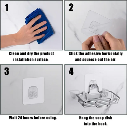 WallMounted Stainless Steel Soap Dish Holds 2 Soap Bars Drain Holes Bathroom Decor No Drill Hallowe 4