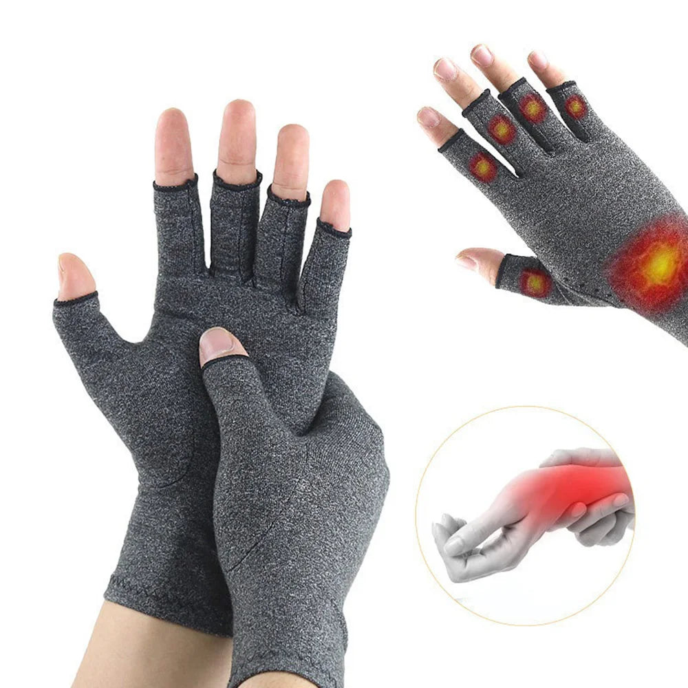 Wrist Support Compression Gloves, Arthritis Relief, Therapy Half Finger Gloves, Joint Pain, Cycling Hand Gloves