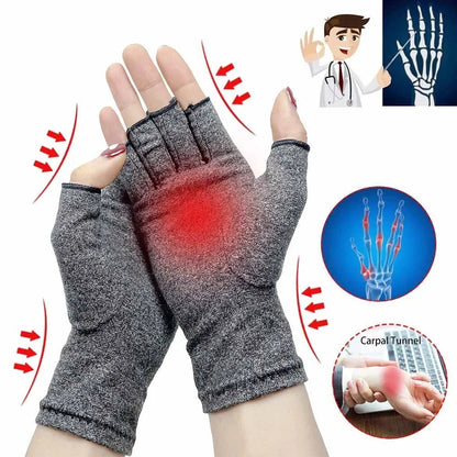 Wrist Support Compression Gloves, Arthritis Relief, Therapy Half Finger Gloves, Joint Pain, Cycling Hand Gloves