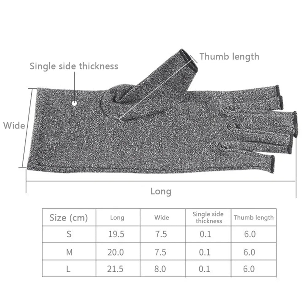 Wrist Support Compression Gloves, Arthritis Relief, Therapy Half Finger Gloves, Joint Pain, Cycling Hand Gloves