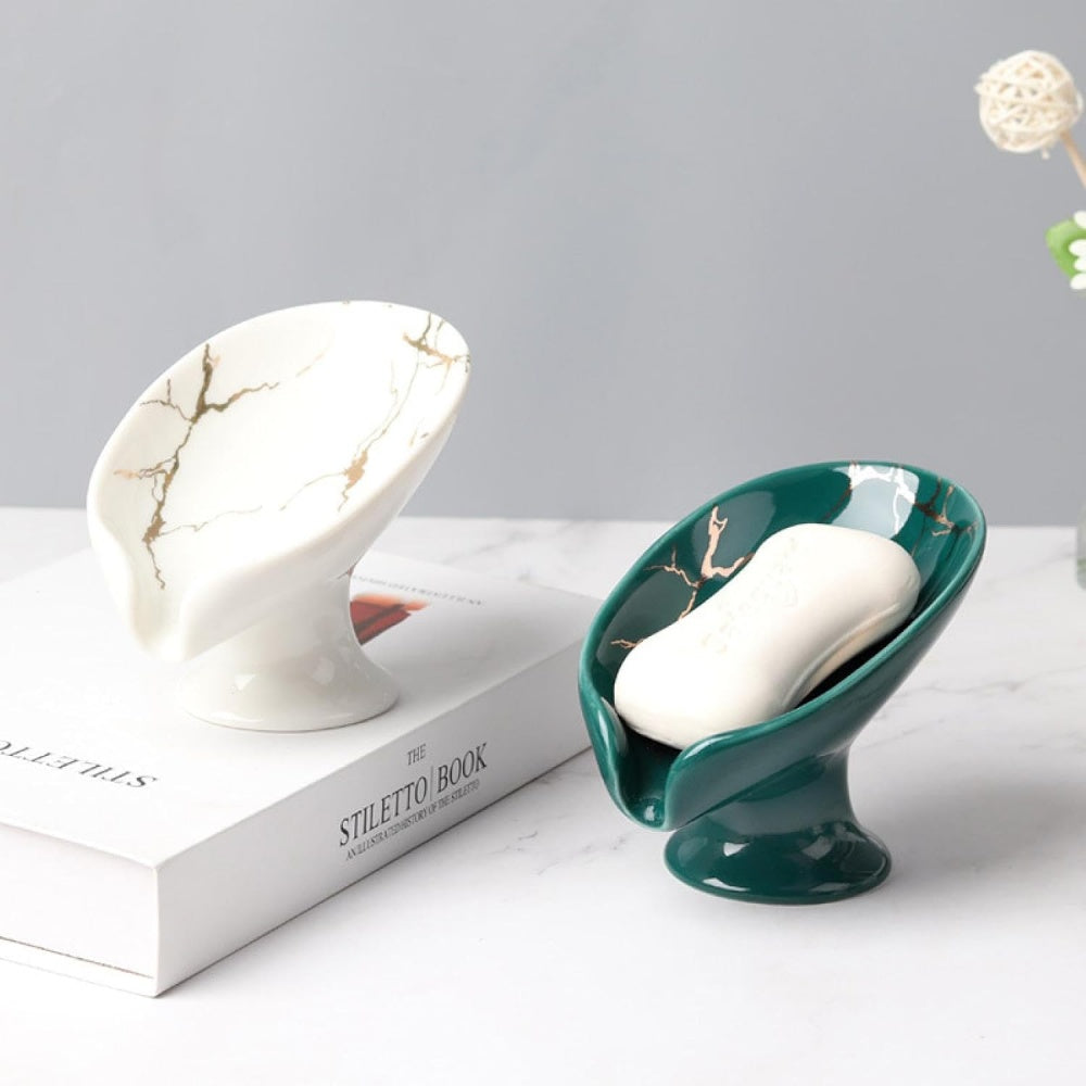 Soap Holder Bathroom, Ceramic Leay Shower, Shape Box Water Guide Hole, Storage Plate