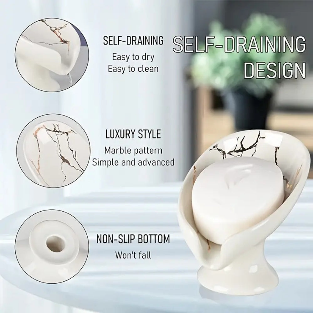 Soap Holder Bathroom, Ceramic Leay Shower, Shape Box Water Guide Hole, Storage Plate