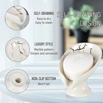 Soap Holder Bathroom, Ceramic Leay Shower, Shape Box Water Guide Hole, Storage Plate