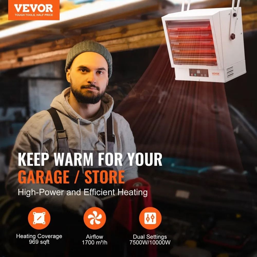 Digital Electric Garage Heater Wall Ceiling Mount Shop Heater Remote Control Overheat Protection Ha 1