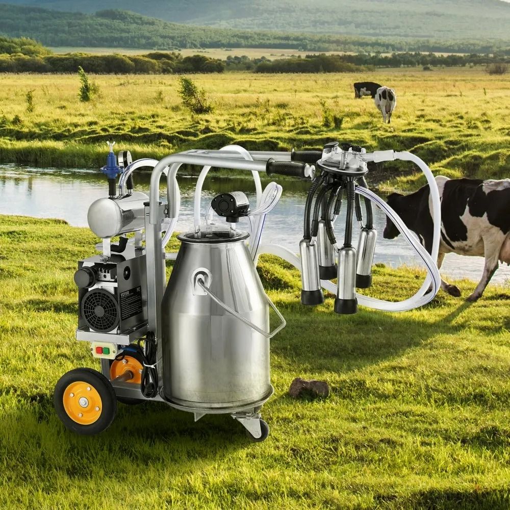 Automatic Pulsation Vacuum Milker Electric Cow Milking Machine Stainless Steel Bucket Portable Milk 6