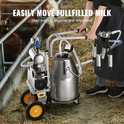 Automatic Pulsation Vacuum Milker Electric Cow Milking Machine Stainless Steel Bucket Portable Milk 1