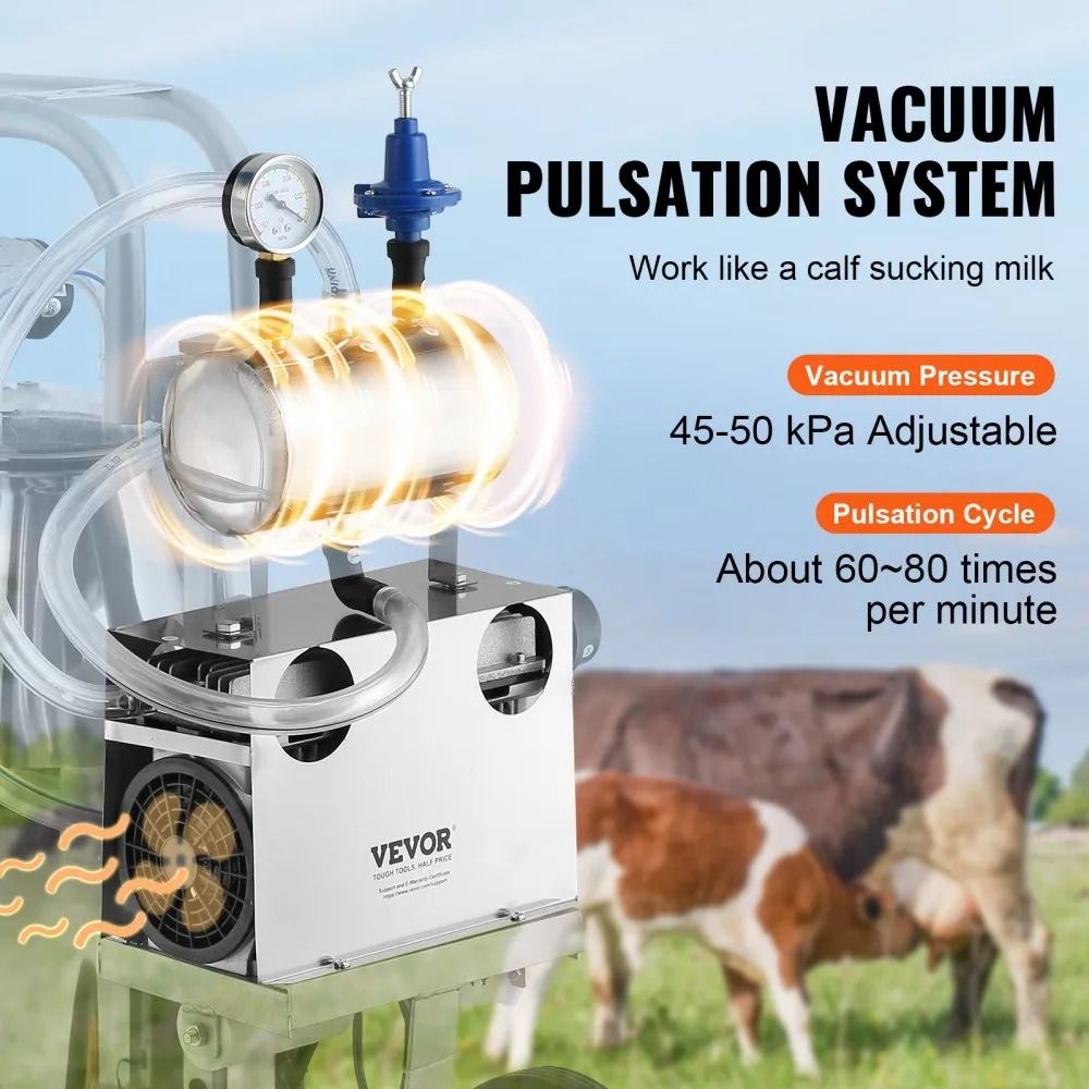 Automatic Pulsation Vacuum Milker Electric Cow Milking Machine Stainless Steel Bucket Portable Milk 3