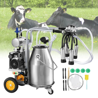 Automatic Pulsation Vacuum Milker, Electric Cow Milking Machine, Stainless Steel Bucket, Portable Milker