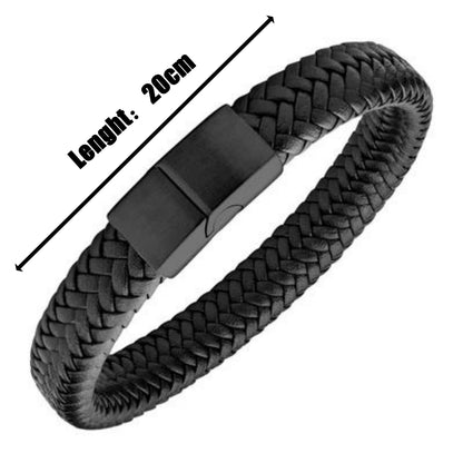 Men Leather Open Bangle Outdoor Sports Gift Simple MultiSize Woven Leather Hand Rope 2