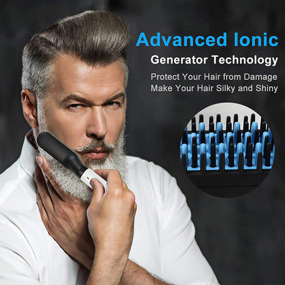 Electric Beard Comb, Beard Curly Straight Hair Brush Mens Styling, Straightener Comb Hair Straightening Curling Iron