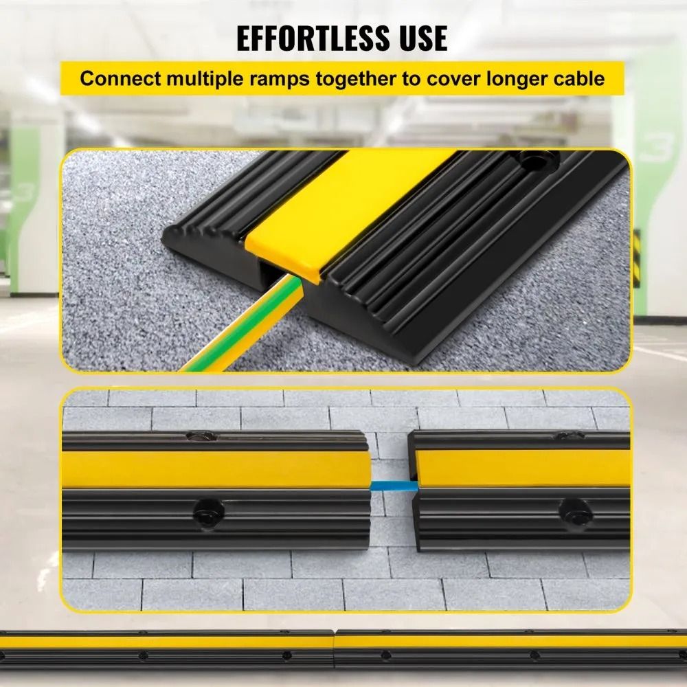 Heavy Duty Cable Protector Ramps Channel Rubber Cord Cover Speed Bump Driveway Hose Cable Ramp Prot 1