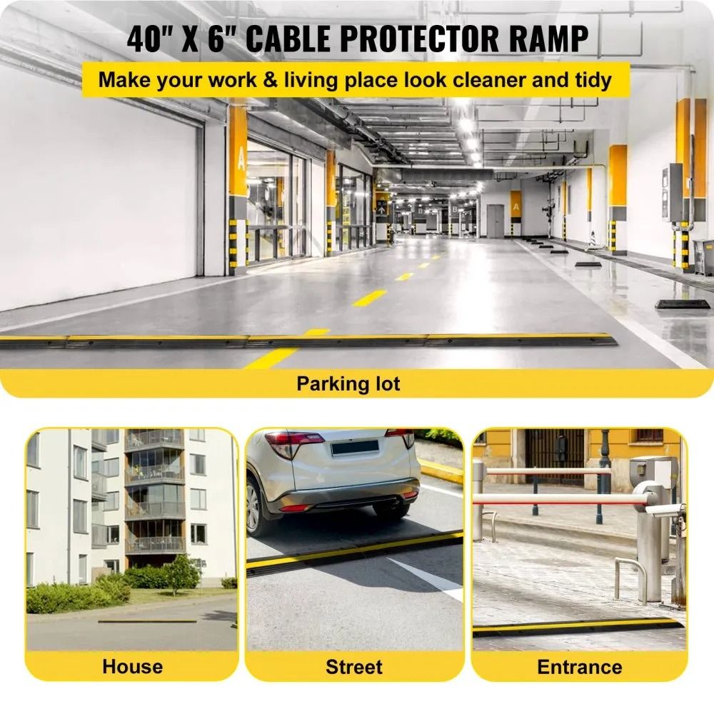 Heavy Duty Cable Protector Ramps Channel Rubber Cord Cover Speed Bump Driveway Hose Cable Ramp Prot 3