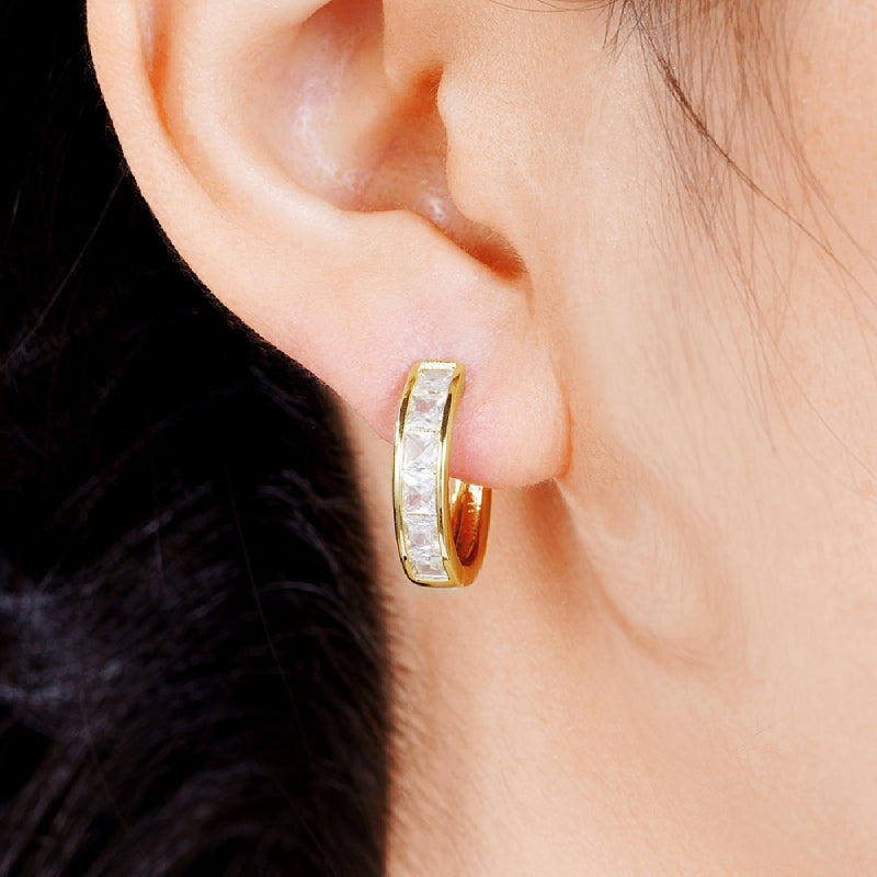 Classic Design Women Hoop Earrings, Princess Square Simple Elegant Female Accessories, Versatile Jewellery