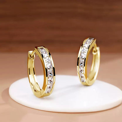 Classic Design Women Hoop Earrings Princess Square Simple Elegant Female Accessories Versatile Jewe 4