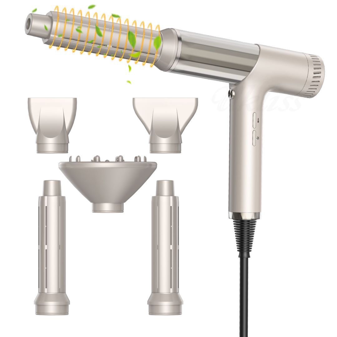 Noise Reducing Ionic Hair Dryer And Straightening Brush FiveinOne High Power Fast Airflow 1