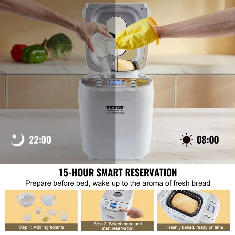 Bread Maker Dough Machine Digital Programmable Whole Wheat Bread Making Nonstick Ceramic Pan Automa 2