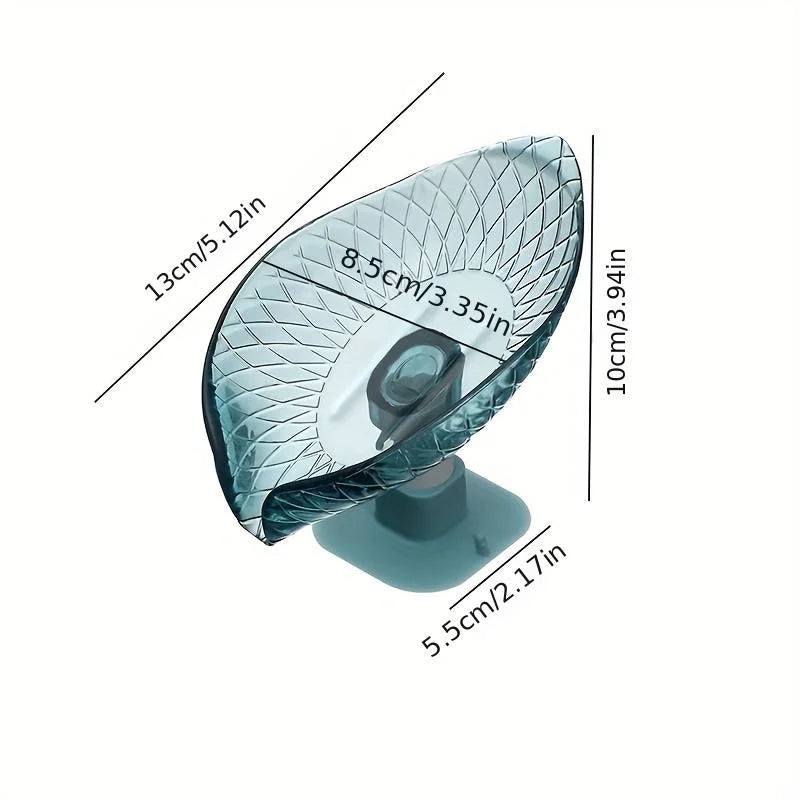 Self Draining Soap Tray Leaf Design Bathroom Box Suction Cup Decorative Plastic Bathroom Storage Or 2