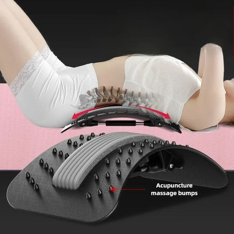 Lumbar, Cervical Spine Support Massager, Back Stretcher Multi-Level Adjustable, Waist and Neck Fitness, Corrects Waist
