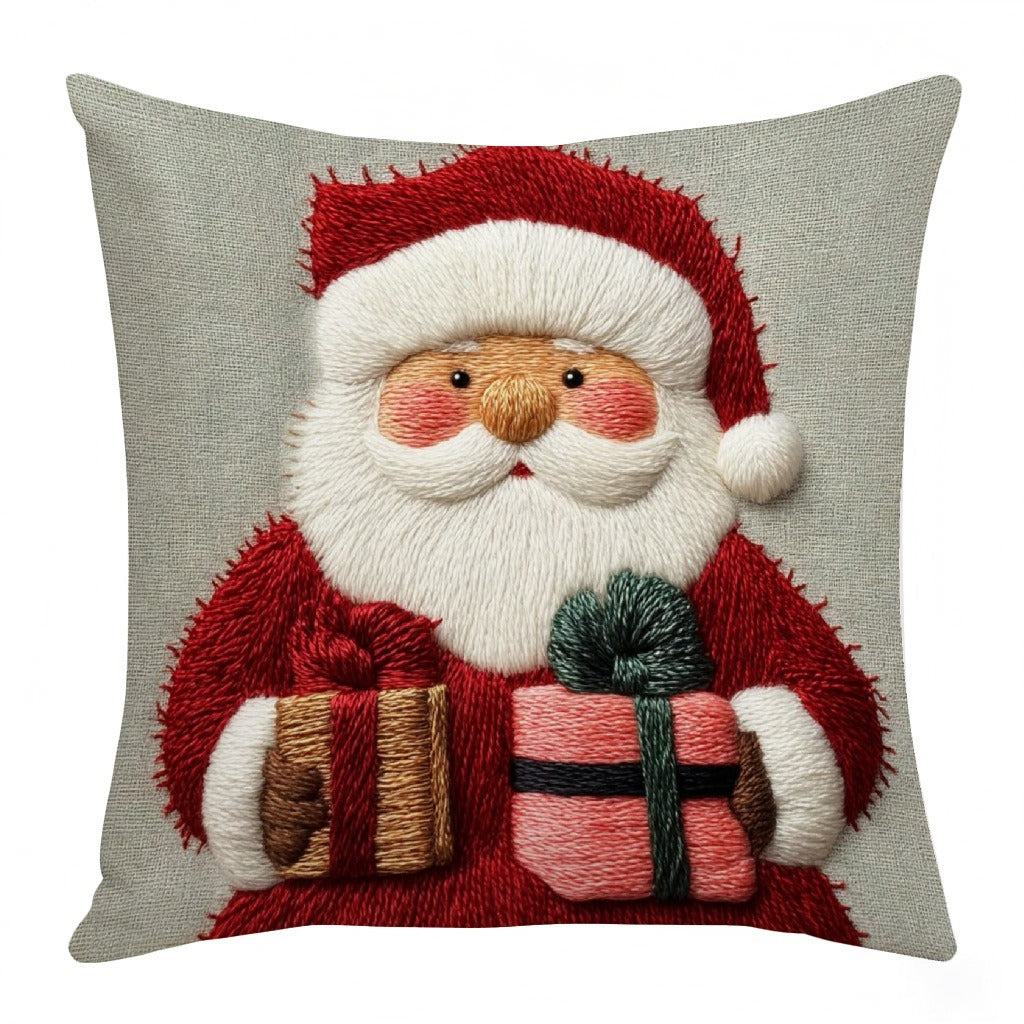 Cartoon Santa Snowman Elk Sofa Cushion Grey Red Christmas Pillowcase Merry Christmas Home Bed Car D 5
