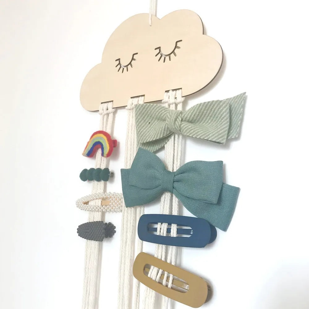 Jewelry Hairpin Bow Storage Tool, EW Solid Wood Clouds Model, Stylish Display Rack